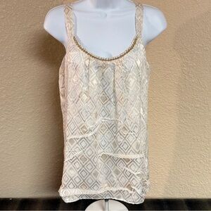 4/$15 White House Black Market Cream Patterned Camisole